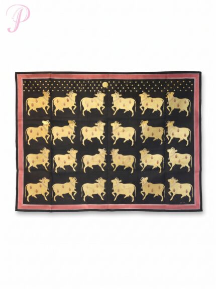 Hand-made Golden Cow Pichwai Painting