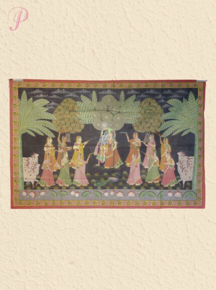 Handmade Pichwai Painting – Radha Krishna Divine Raas Leela with Gopis
