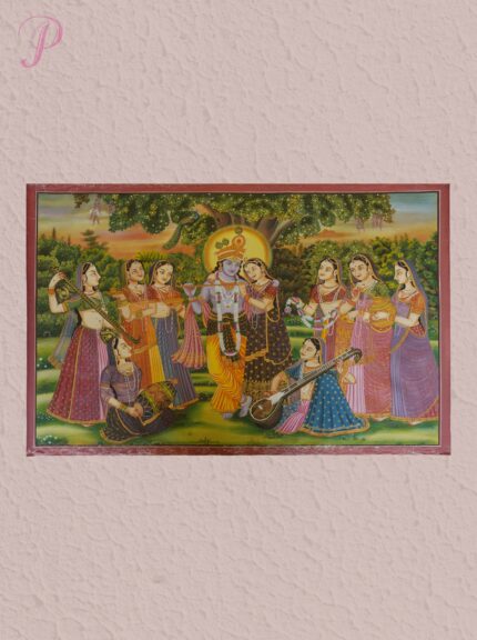Handmade Pichwai Painting – Krishna Raas Leela with Gopis