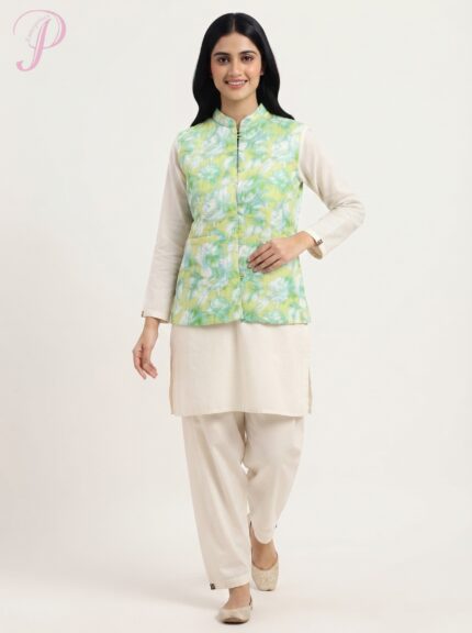Women's Reversible Quilted Cotton Sleeveless Jacket (Koti)