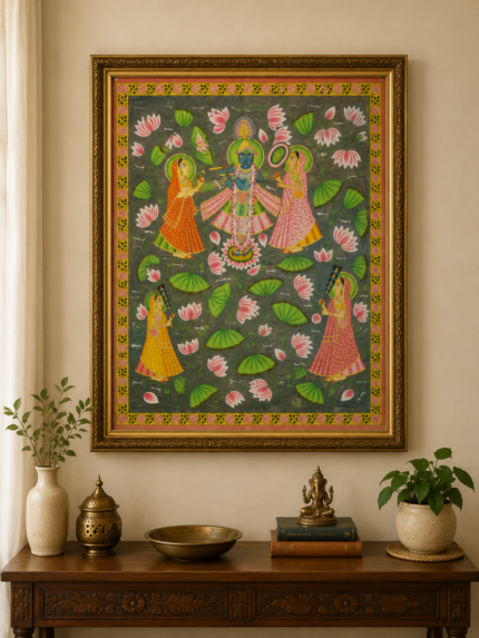 Handmade Krishna Pichwai Traditional Indian Painting