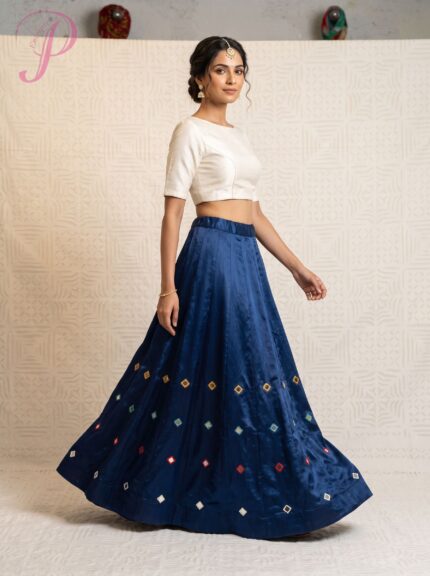 Gajji Silk Skirt with Mirror Work