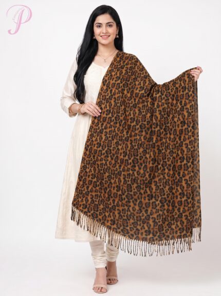 Leopard Print Wool Scarf