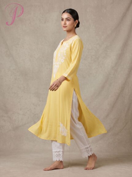 Lakhnavi Hand Embroided Straight Kurta on Soft Modal Fabric