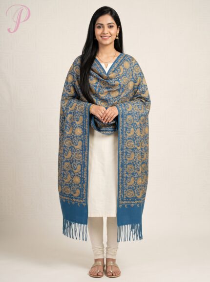 Golden Zari Wool Shawl