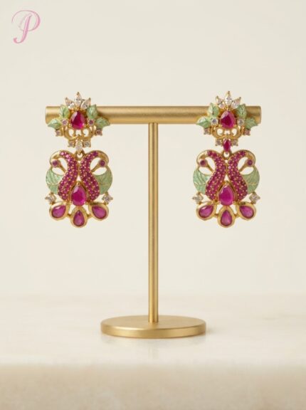 Rangmala Ruby Peacock Earrings