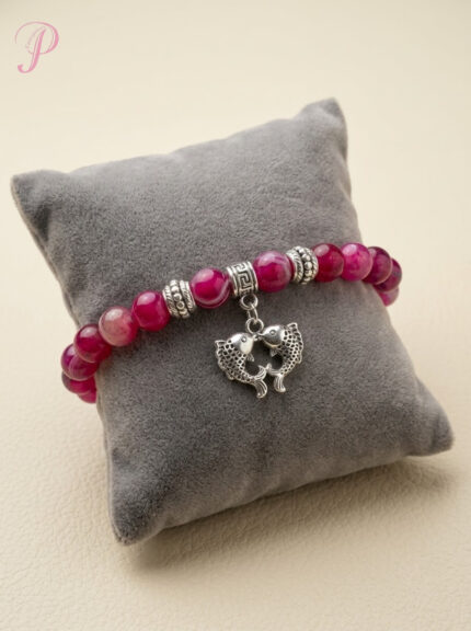 Crimson Twin Fish Charm Bracelet