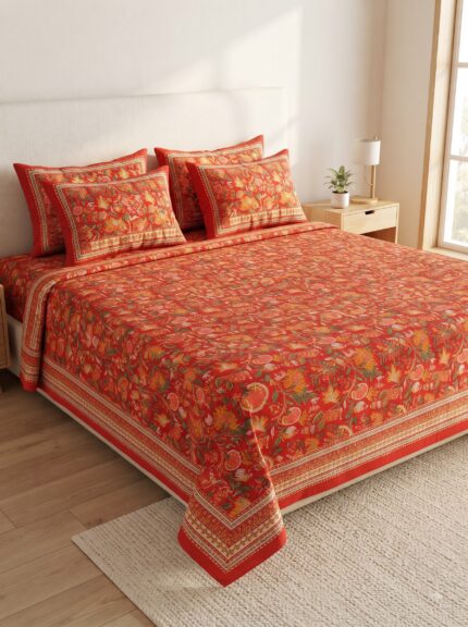 Floral Printed Bedsheet & Pillow Cover Set